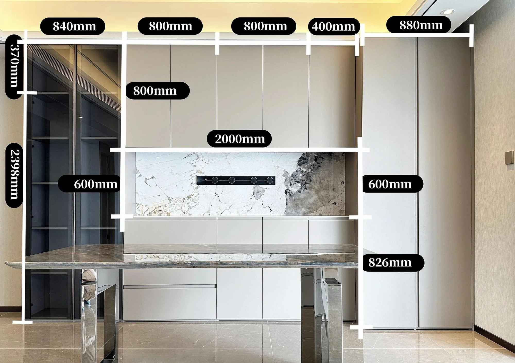 Kitchen wall cabinet dimensions in millimeters
