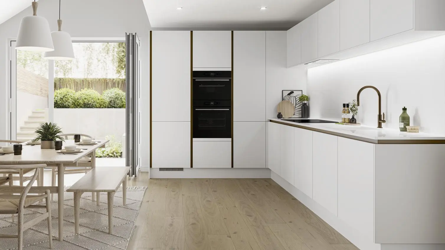 L Shaped Kitchens, Minimalist Monochrome L Shape