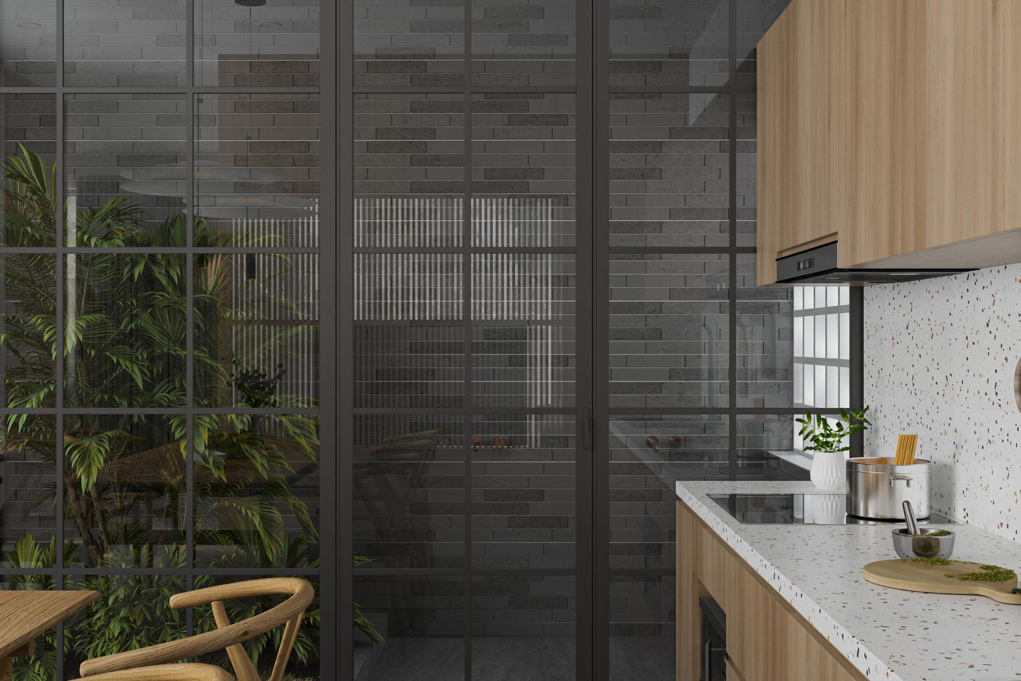 Black kitchen drawer partially open with modern cabinetry Black kitchen drawer partially open with modern cabinetry