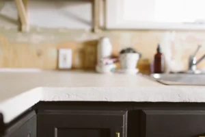 Concrete skim coat overlay on an existing kitchen countertop