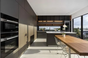 Modern acrylic kitchen cabinets with sleek matte finish