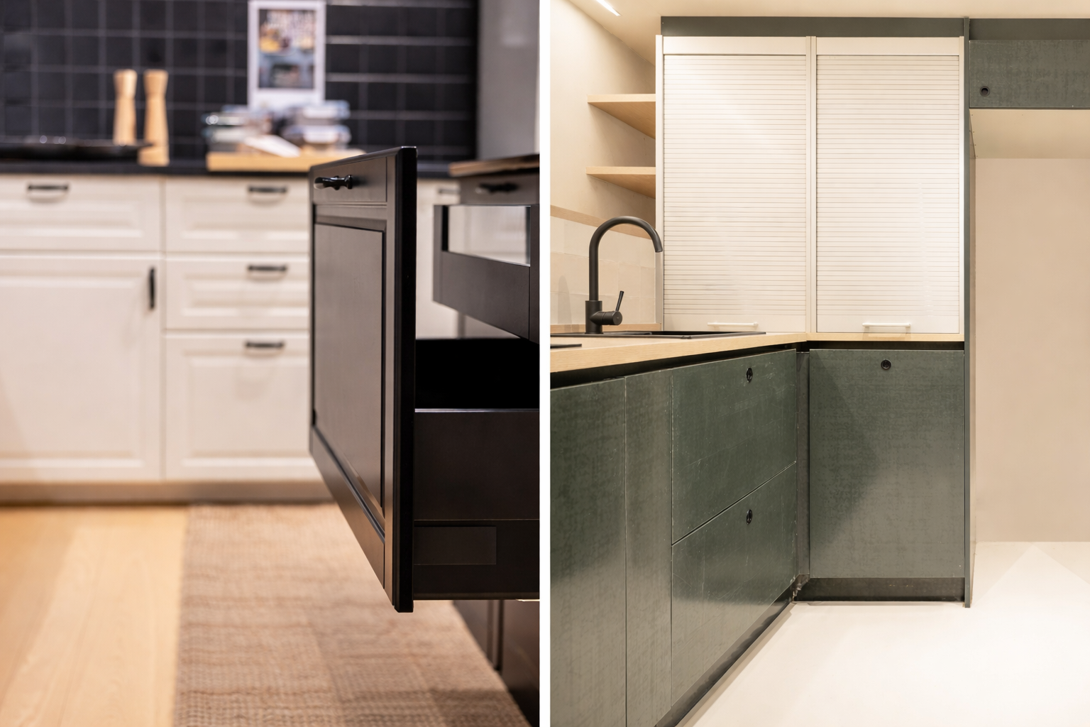 Overlay vs inset kitchen cabinets side by side comparison
