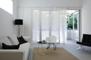Living Room, Sheer Curtains for Natural Light