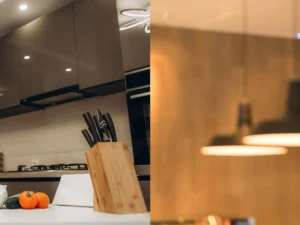 Split kitchen lighting comparison left and right