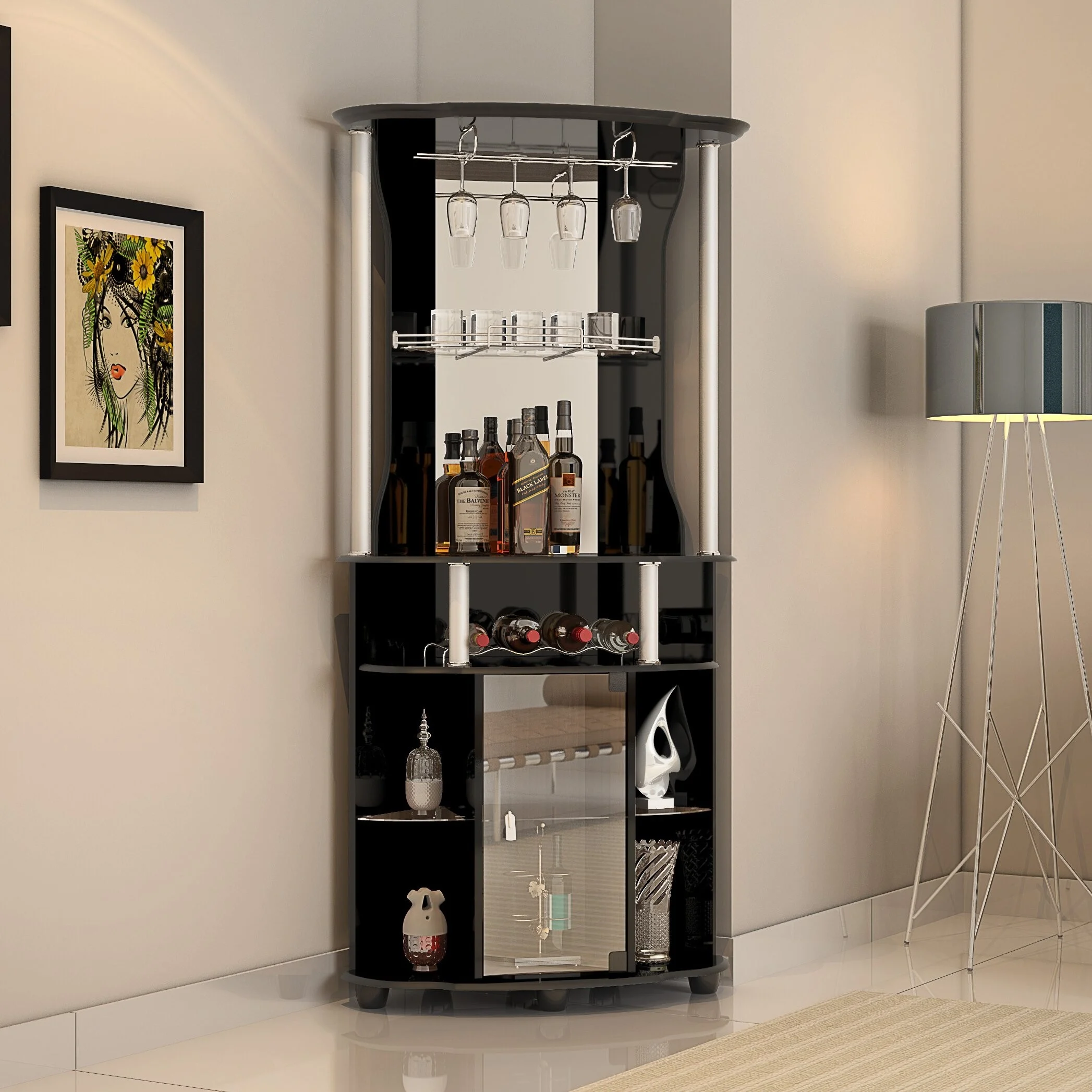 Corner Mini Bar to Use Unused Space, Living Room Bar Ideas