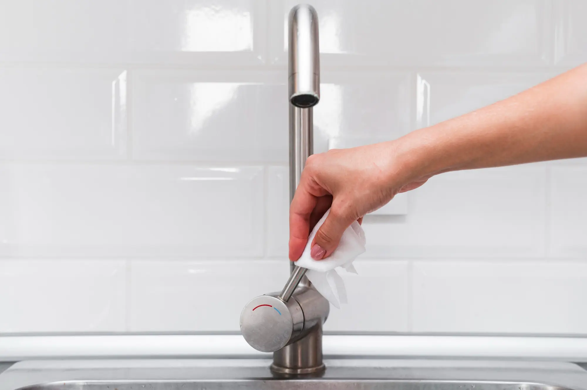 Hand cleaning stainless steel kitchen faucet handle