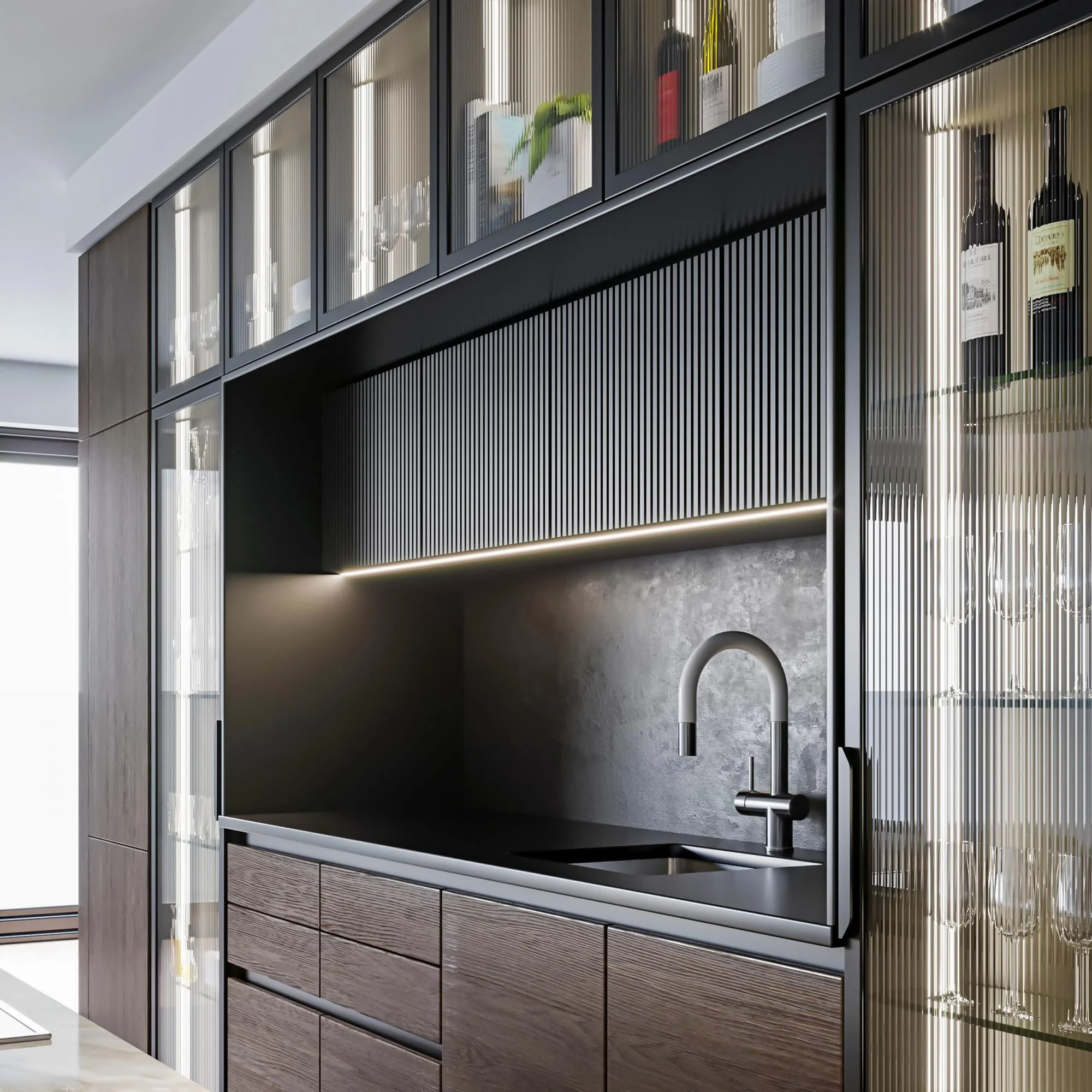 Mobile da cucina combinato con finitura opaca lucida