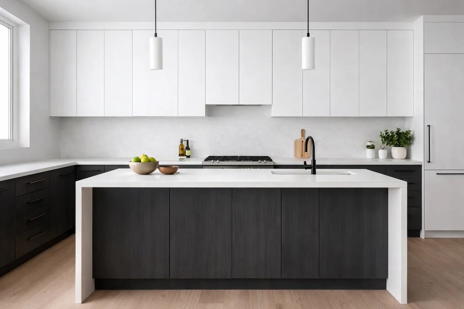 Design minimalista bicolore, mobili da cucina bicolore