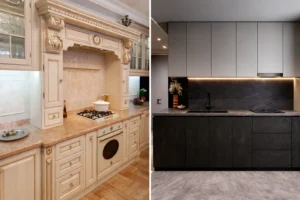 Modern dark kitchen cabinets with minimalist design