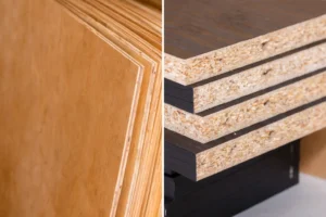 Plywood vs particle board side by side comparison