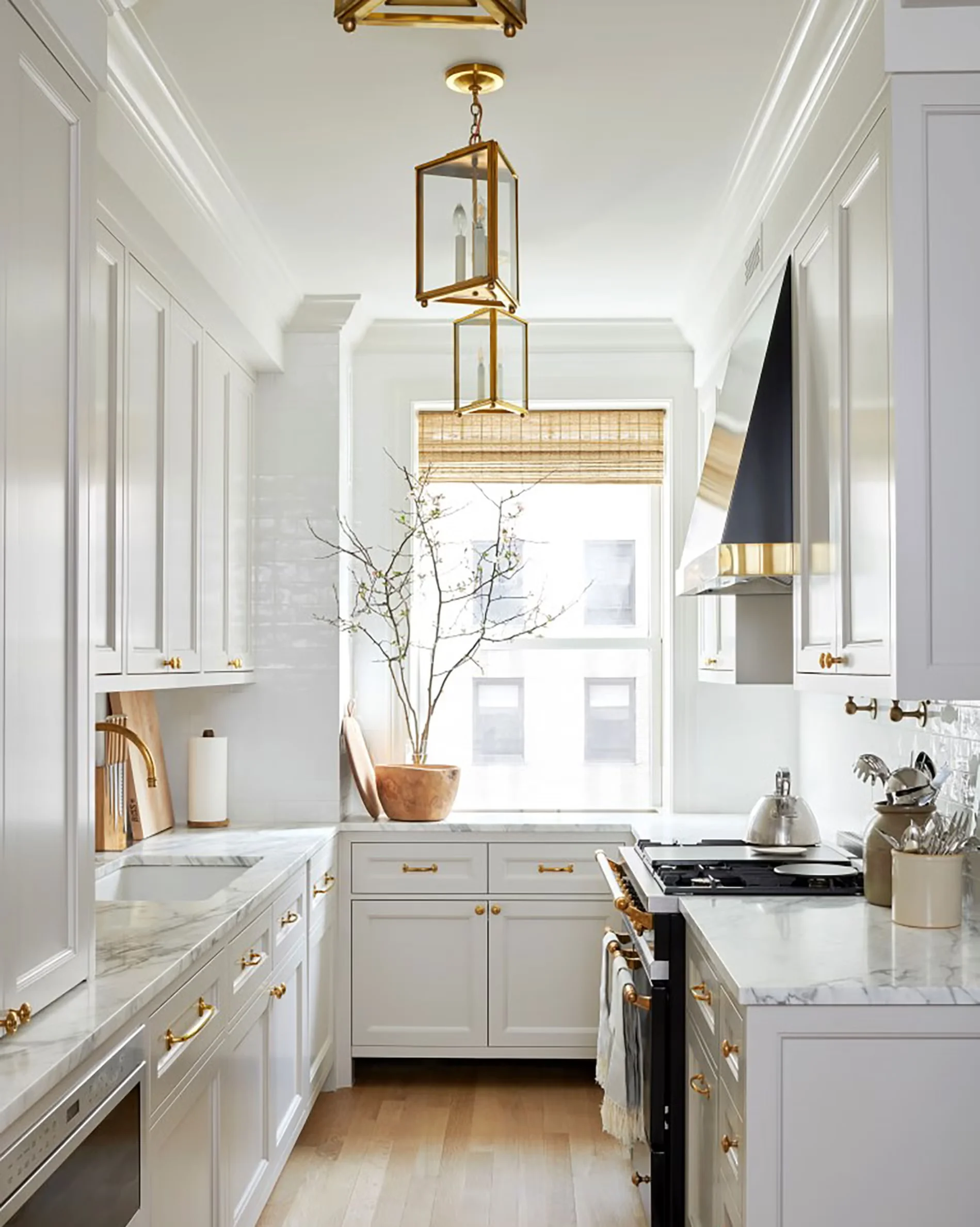 Bright All White Galley Kitchen Galley Kitchen Design Ideas