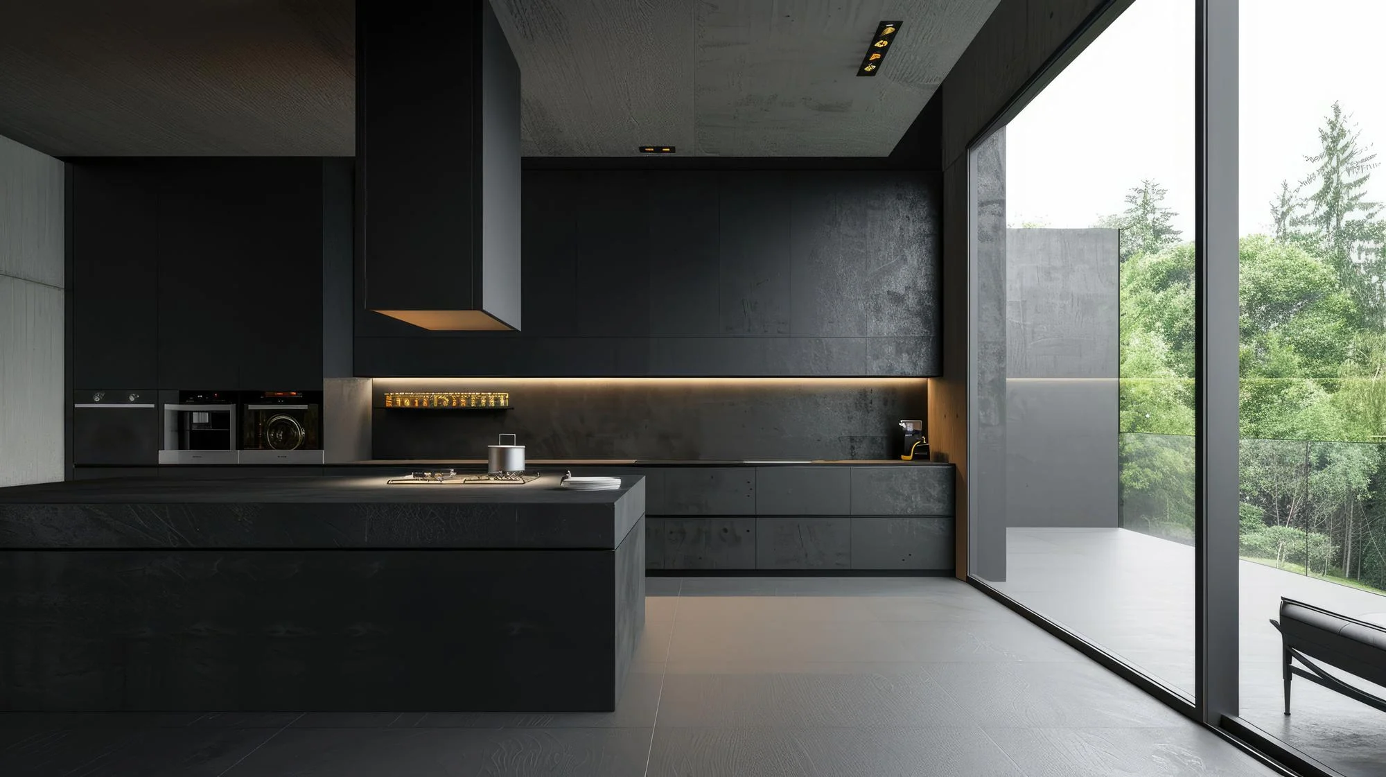 Dark Modern Straight Kitchen, Modern Straight Kitchen Ideas