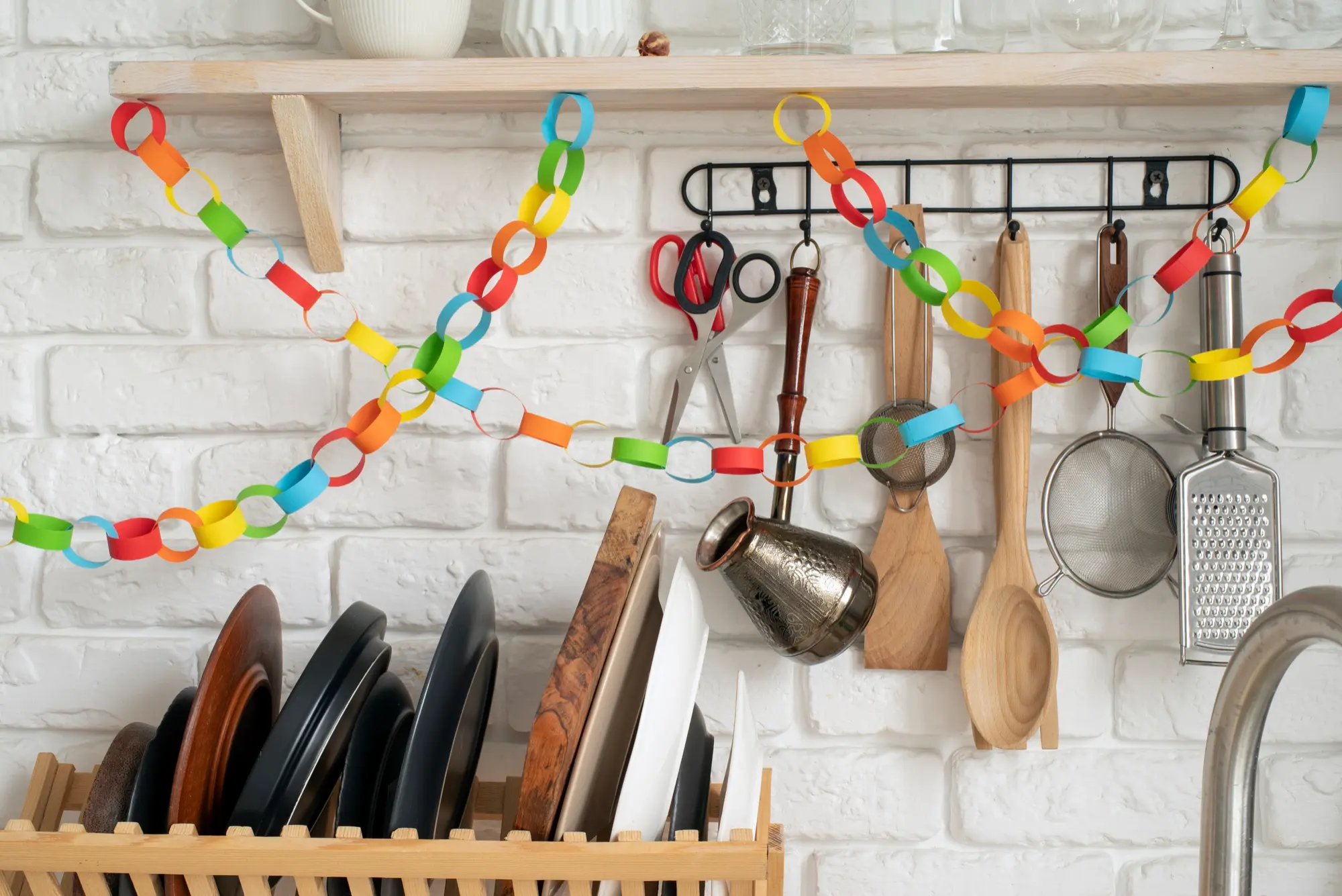 Hanging Pots and Utensils, Kitchen Wall Decor Ideas