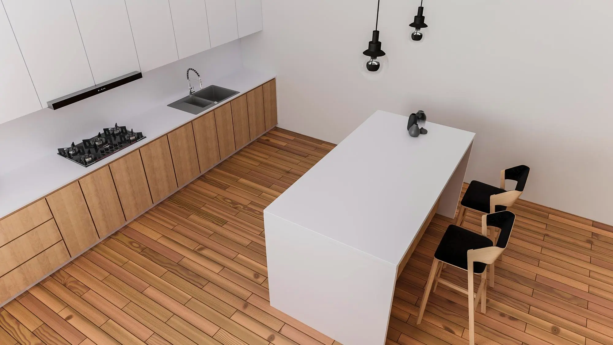 Modern kitchen with large island and bar seating