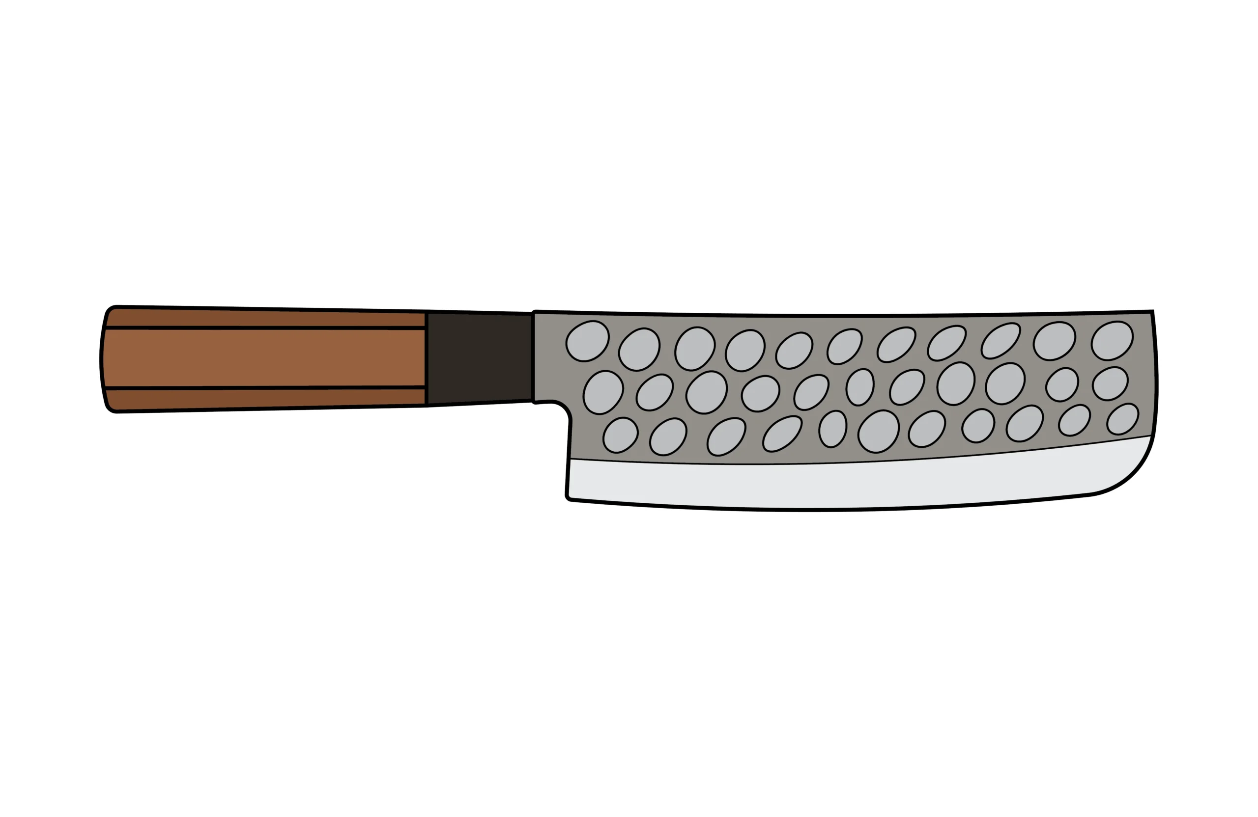 Nakiri knife illustration with wooden handle