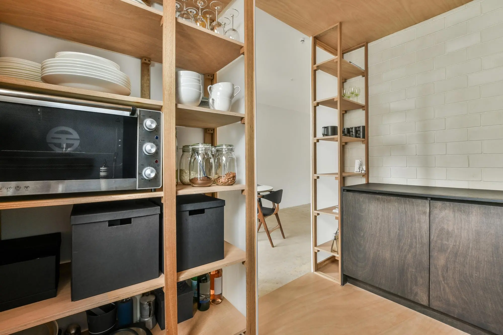 Open Shelving or Bookcase Divider, Separate Kitchen and Living Room