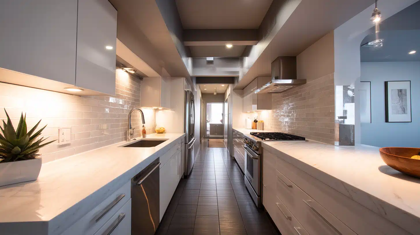 Reflective Surface Enhancement, Galley Kitchen Design Ideas