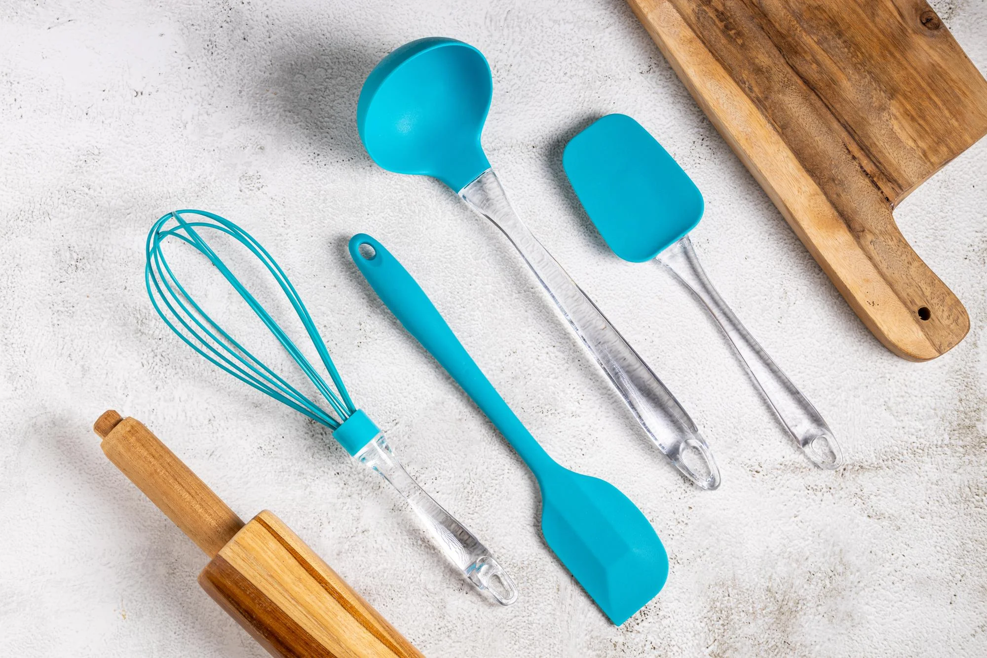 Silicone spatula used cooking in nonstick frying pan