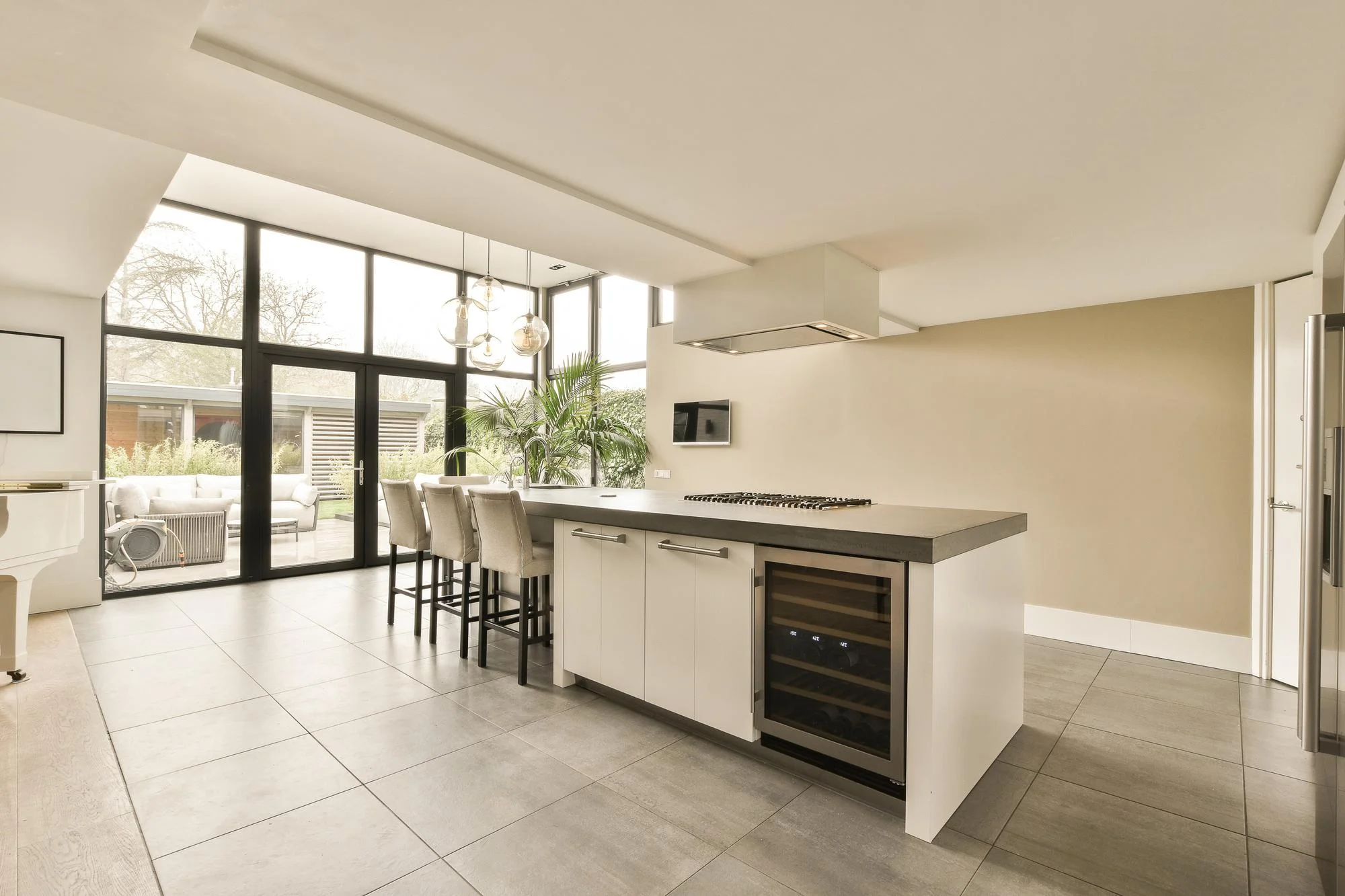 Spacious open kitchen with island and natural light