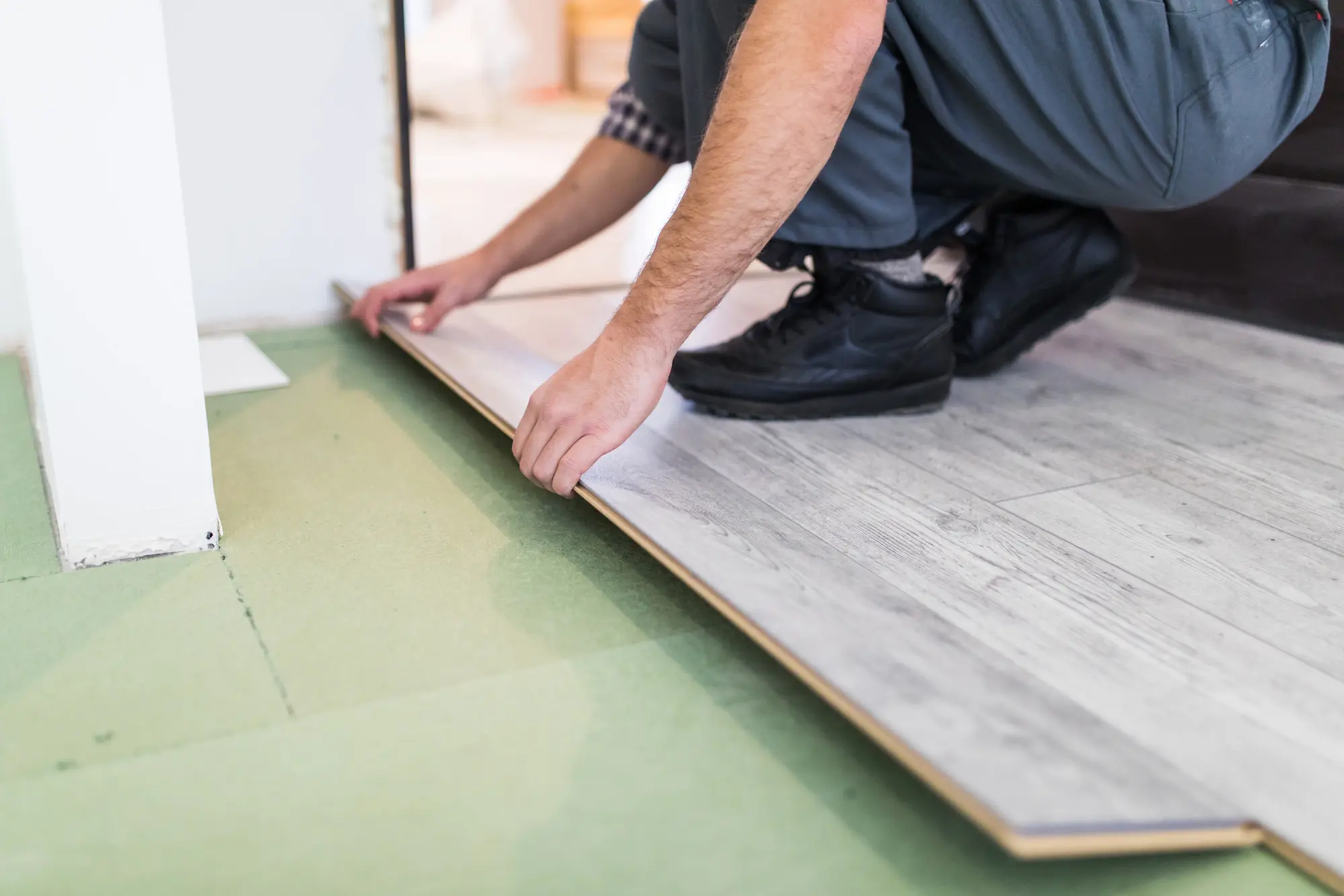 Professional installation of laminate flooring system Professional installation of laminate flooring system