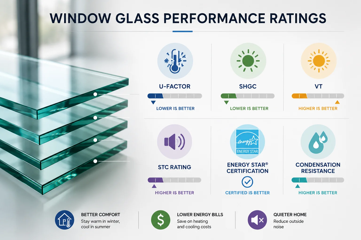 Window glass performance ratings and energy efficiency guide
