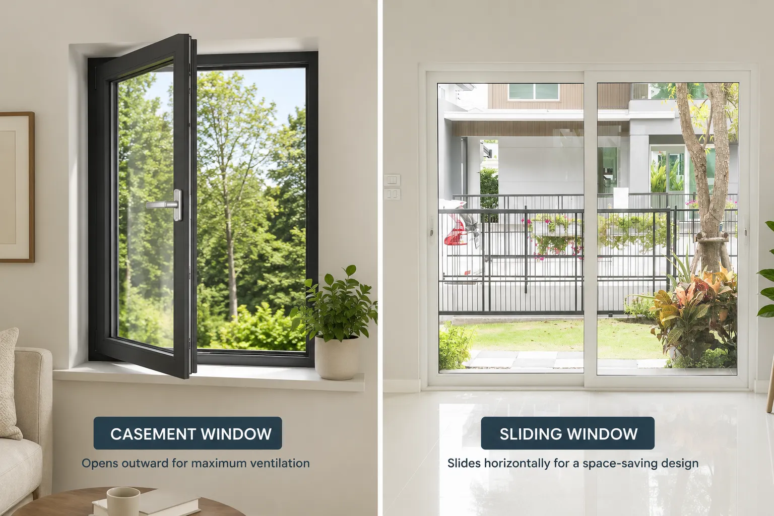 Casement vs Sliding Window Comparison in Modern Home Interior