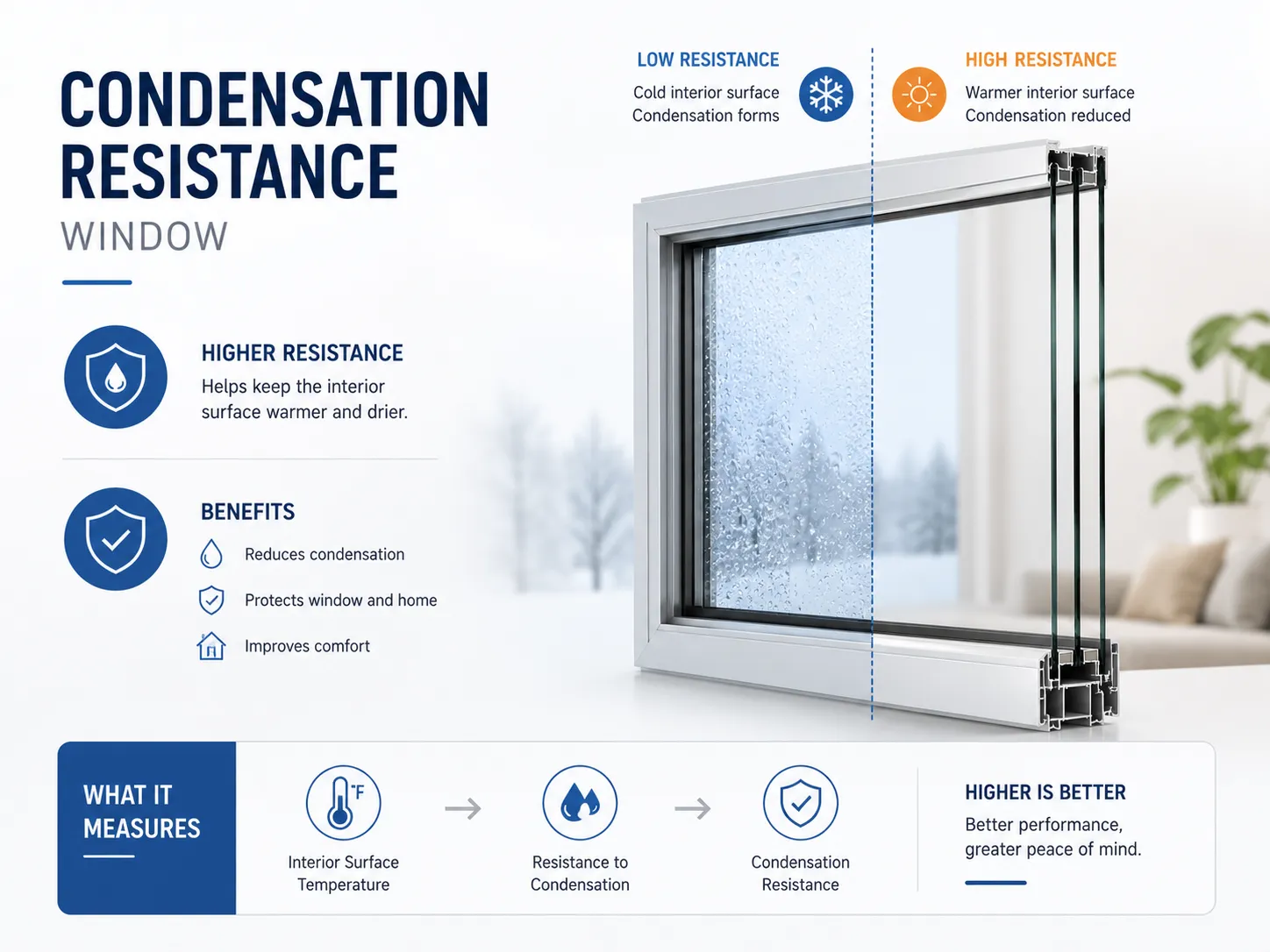 Condensation resistance comparison in insulated windows Condensation resistance comparison in insulated windows