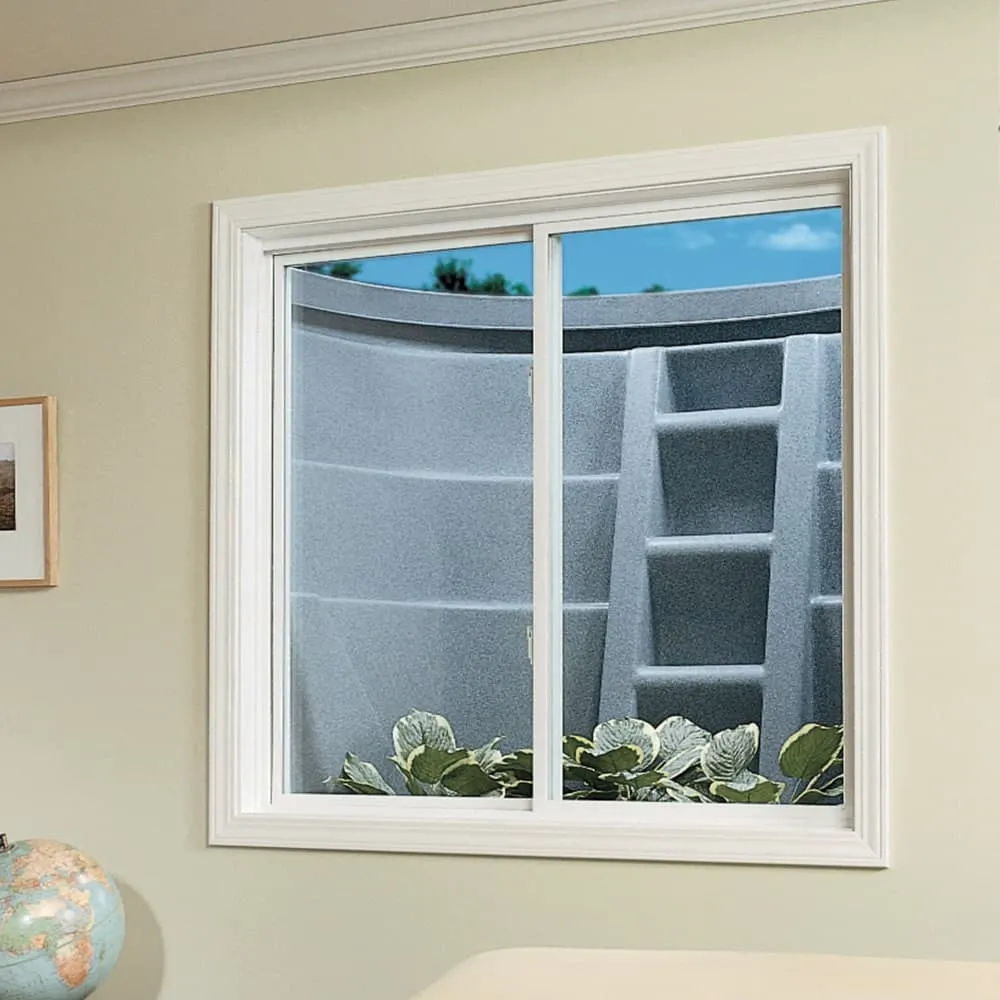 Finestra di uscita scorrevole con funzionamento orizzontale, camera da letto moderna