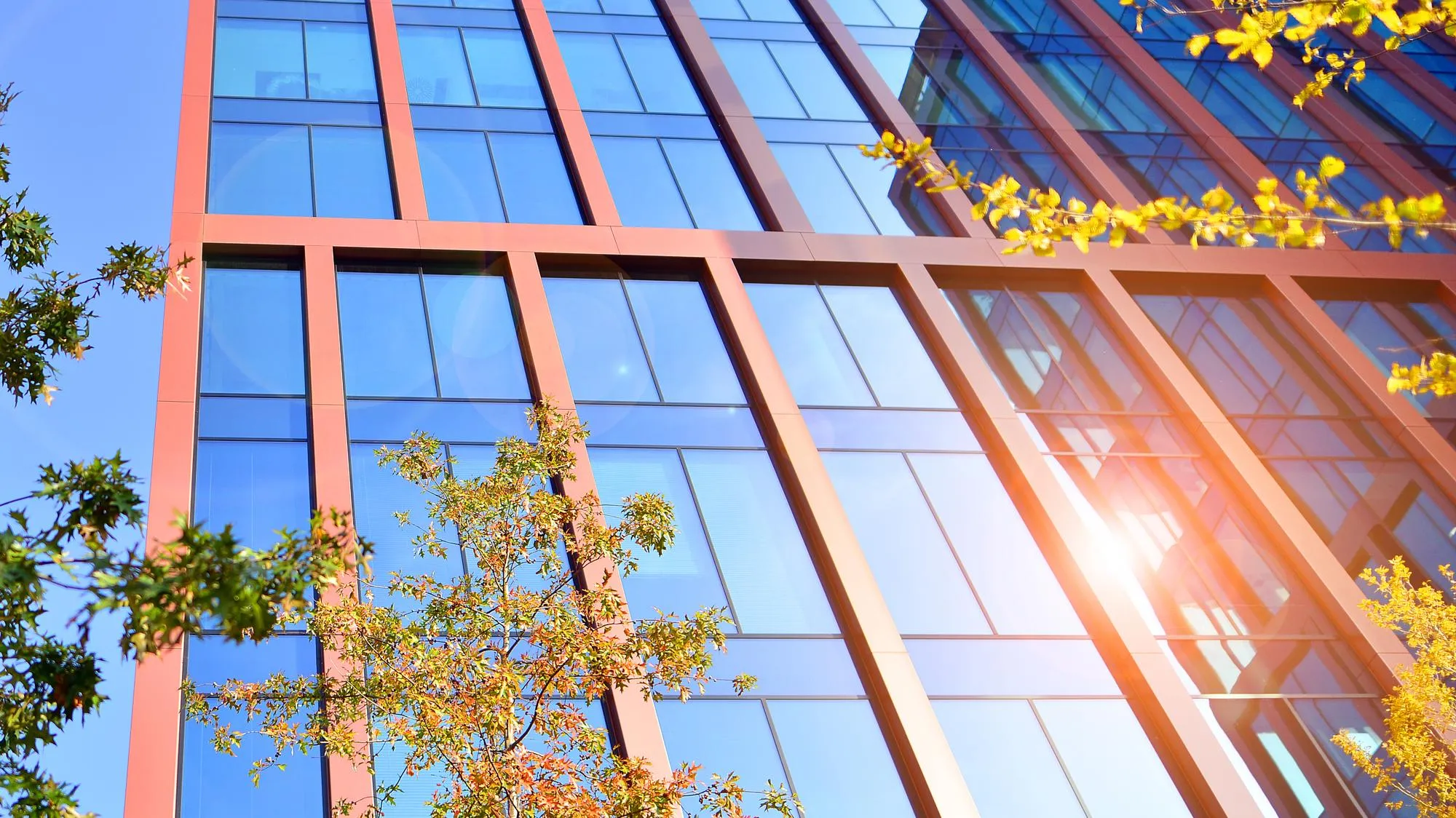 Sunlit low E glass windows improving building energy efficiency