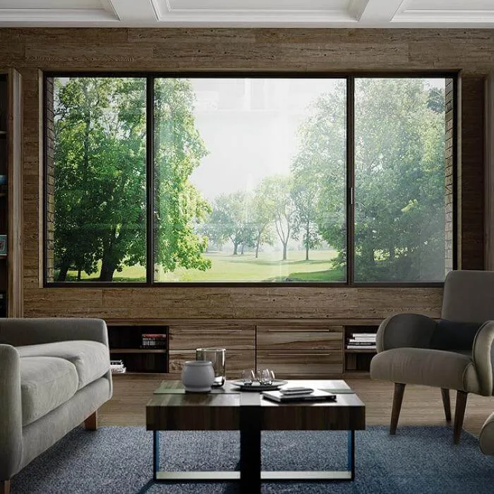 Three lite sliding window for large wall openings Three lite sliding window for large wall openings